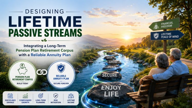 Designing Lifetime Passive Streams Integrating a Long-Term Pension Plan Retirement Corpus with a Reliable Annuity Plan